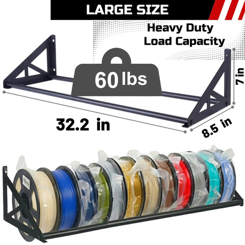 Heavy Duty Wall Mount 3D Printer Filament Storage Rack Two Pack Large Capacity Metal Spool Holders Badass Space Saver Organizer For Clutter Free Studio Workflow