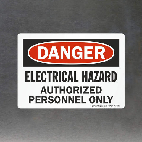 Danger Electrical Hazard Authorized Personnel Only Label 3.5x5 Laminated Vinyl, black red on white, aggressive adhesive