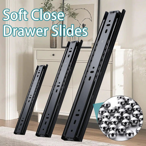 Heavy Duty 6 Inch Soft Close Drawer Slides With Full Extension Ball Bearing For Side Mount Cabinets Dressers And Kitchen Trash Can Runners Black