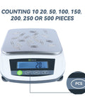 Digital Lab Scale 5000g x 0.01g Pro Grade Precision Analytical Balance With LCD Display showing 20 pieces counted