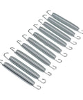 Heavy Duty 10-Pack Extension Springs Steel 50KG Load Capacity 17.8cm arranged in a row, high grade carbon steel construction.