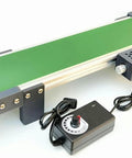Hot Desktop Conveyor Belt With Motorized Pvc Belting For Adjustable Factory Transport, showcasing green PVC belt and control unit.