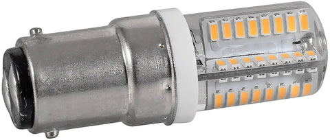 Push In LED Light Bulb For Sewing Machines With Bright White Glow, 64 LEDs, 120V, 2.5 Watt, B15 Bayonet Base, side view