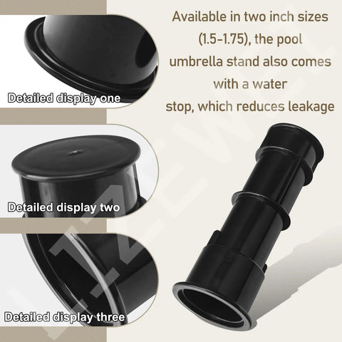 Close-up of Umbrella Stand With Sleeve, Center Cap, And Stabilizer Adapter, Fits 1.5 To 1.75 Inch Poles For Outdoor Use