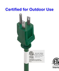 Green plug of Blue 50 Foot 16 Gauge 3 Prong Grounded Extension Cord With Abrasion Resistant Jacket Water Repellent Shield And Flame Retardant Safety For Outdoor And Indoor Use Rugged Heavy Duty with certification