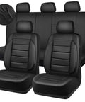 Leather Seat Covers Full Set Universal Water Resistant With 3D Foam Back Support For SUV Sedan Van All Season Dope Comfort And Luxury Airbag Compatible Pure Black.