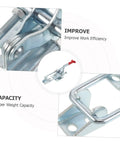 Heavy Duty Toggle Latch Clamp With 2183lbs Holding Power And Quick Release Pull Hasp For Freezer Doors Gun Vests And Toolboxes Made From Strong Galvanized Iron close-up view showing strong locking mechanism and red handle.