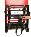 Close-up of Heavy Duty Electric Hand Truck With 441 Lb Capacity And 160W Motor, showing belt and handle for secure load support.