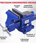 Heavy Duty 6 Inch Bench Vise With Jaw Pads And Anvil For Woodworking Drilling And Pipe Cutting 360 Degree Swivel Locking Base