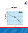 Performance graph of Slimline Submersible Dewatering Pump LB 480 For Construction Sites Two To Three HP 115V