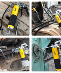 UTOOL grease gun, yellow and black, 8000 PSI heavy-duty pistol grip with 18-inch resin hose and fittings