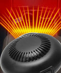 Quick Warm Up Battery Operated Compact Warmer With Anti Tip Safety For Cars Homes Outdoors, top view of compact heater emitting warmth.
