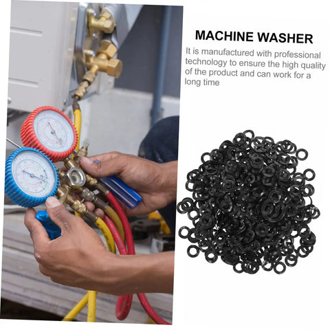 Wave Washer Kit 500 Piece All In One Compression Spring Washers Assortment For Screws And Bolts Reducing Friction And Handling Tight Loads With Limited Axial Space For Auto Home And Shop Use, black washers on display