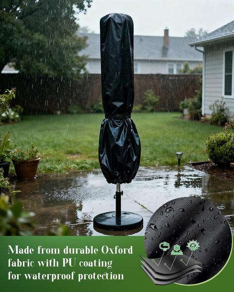 Patio Umbrella Cover For 9 To 12 Ft Market And Patio Umbrellas Waterproof 420D Oxford Fabric With Storage Pouch in rain