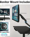 Heavy Lifter Mobile Workstation Cart With No Sweat Rolling Casters And Fully Adjustable Gas Spring Monitor Stand Plus Secure CPU Tray For Seamless Standing Desk Transitions In Matte Black featuring a versatile VESA monitor mount with rotation.