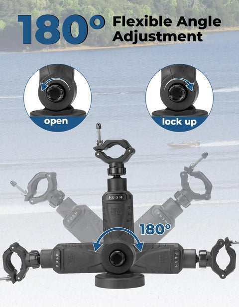Game Changing Trolling Motor Stabilizer With 180 Degree Rotation, Adjustable Bow Mount Support for flexible angle adjustment