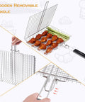 Stainless Steel Grill Basket For Outdoor Barbecuing With Removable Handle Built For Chicken Fish And Veggies Grilling On The Go