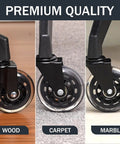 3 Inch Rubber Chair Wheels Replacement Casters With Seven Sixteenth Inch Stem Universal Fit For Most Rolling And Gaming Chairs Protect Floors On Carpet Hardwood And Tile With Smooth Quiet Rolling Set Of Five Transparent on wood, carpet, marble surfaces.