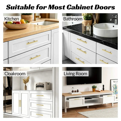 7.8 Inch Brushed Stainless Cabinet Pulls Modern Double T Bar Handles on kitchen, bathroom, cloakroom, living room cabinets