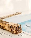 Rescue Firetruck 3D Wooden Puzzle Kit For Adults Build Your Own Hands On Realistic Wood Fire Engine Model 636 Pieces No Glue Needed With Illustrated Step By Step Guide, 17.8x5.5x4.1 in