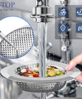 4 Pack Kitchen Sink Strainer Stopper Set, Universal Silicone Drain Cover and Stainless Steel Filter under running water