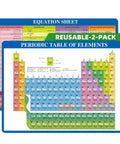 Double-Sided Science Poster Set For Students Laminated Periodic Table And Equation Sheet 8.2x11.2 Inch Study Cards Color Coded