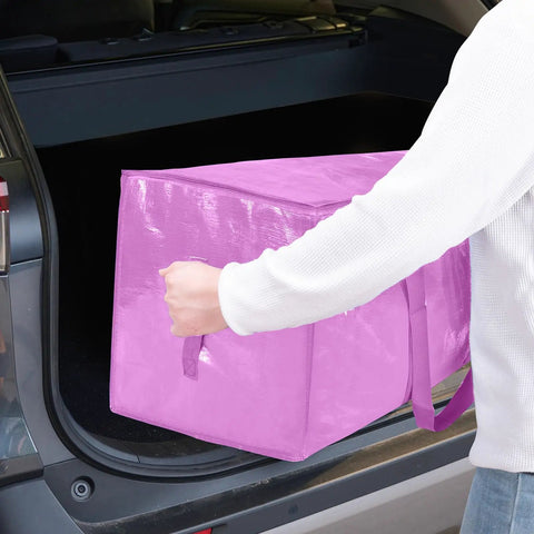 Crush Your Move With Heavy Duty Six Pack Extra Large Bags Featuring Wide Grab Handles And Secure Zipper Closures Waterproof Storage Totes For Closet Organizing Solid Space Saving Gear In Bright Pink