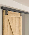 Heavy Duty Sliding Barn Door Track Kit With Ceiling Mount Box Rail For Single Door Easy Install Five Foot Rail installed view
