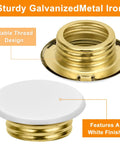 Sturdy galvanized metal iron, white flat fire sprinkler head cover for easy installation and pipe safety, close-up view.