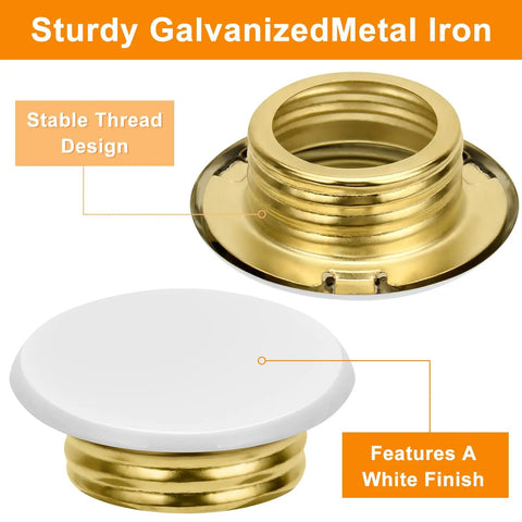 Sturdy galvanized metal iron, white flat fire sprinkler head cover for easy installation and pipe safety, close-up view.