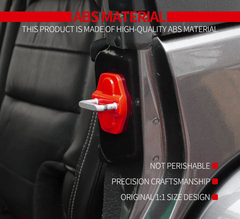 Red ABS door lock cover decor trim for 2018–2024 Jeep Wrangler JL/JLU and Gladiator JT exterior accessory.
