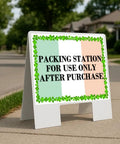 Straight Up Tough 23 Inch Irish Clover A Frame Yard Sign Ready For Your Next St Patricks Day Bash This Double Sided Outdoor Display with warning text.