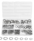 Beefed Up Heavy Duty Stainless Steel External Tooth Lock Washer Kit with Star Washers Assortment in storage box