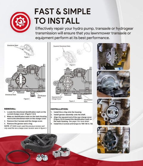 Drop In Charge Pump Kit Replacement For ZT2800 ZT3100 ZT3400 G700 Series Hydraulic Transmissions On Lawn Mowers, Easy Install To Stop Oil Leakage, OE Part Compatible With 71411 HG71411 HG72274 PXHG72274