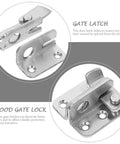 Close-up of Easy Install Durable Stainless Steel Heavy Duty Gate Latch for secure locking of double doors and pet cages.