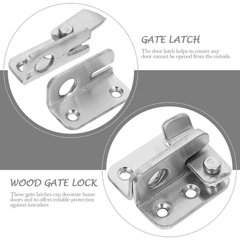 Close-up of Easy Install Durable Stainless Steel Heavy Duty Gate Latch for secure locking of double doors and pet cages.