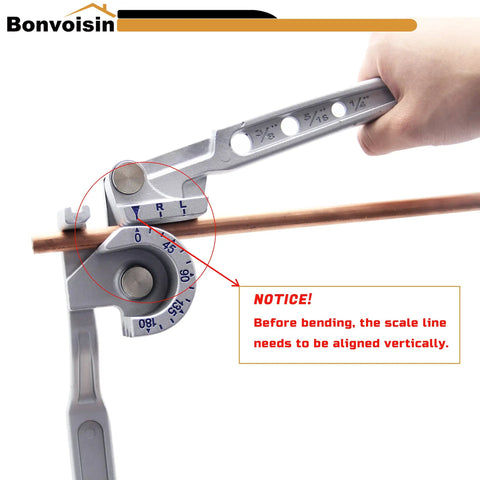 2 In 1 Manual Tubing Bender for Copper and Aluminum OD 3/8 and 1/2 Inch 180 Degree Bends HVAC Air Conditioning tool in use