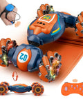 4WD Gesture Control RC Stunt Car For Kids, Hand Sensing Remote Car With Lights And Music, shown with hand sensor and remote