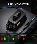 58.4V 18A LiFePO4 Battery Charger For 48V Systems on table, IP65 waterproof with LED indicator, used for golf carts and more.