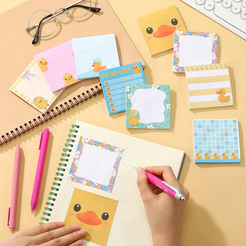 Duck Themed 9 Pack Sticky Notes 3x3 Inch Self Stick Memo Pads for Office School Students and Teachers Cute Adhesive Notepads