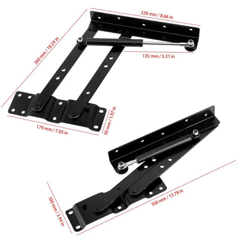 Solid Built One Pair 10 Inch Gas Lift Hinges For Coffee Tables Hella Smooth Motion Handles 100 Pounds showing matte black steel design.