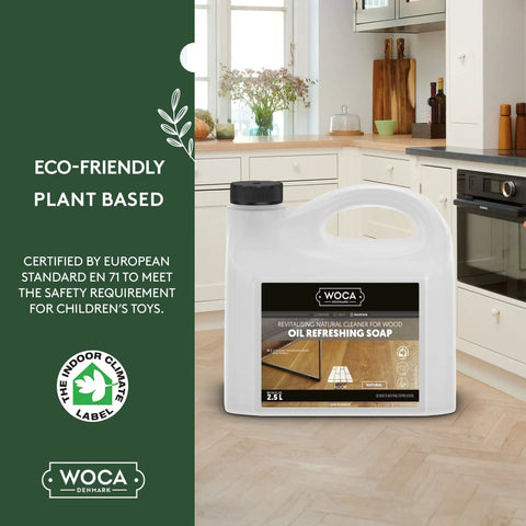 Oil Refreshing Soap For Oil Treated Wood Surfaces container in kitchen setting