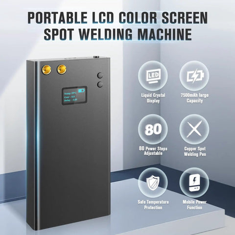 Beast Mini Spot Welder Kit With 7500mAh Battery 80 Adjustable Power Levels LCD Color Screen Type C Fast Charging Power Bank Design