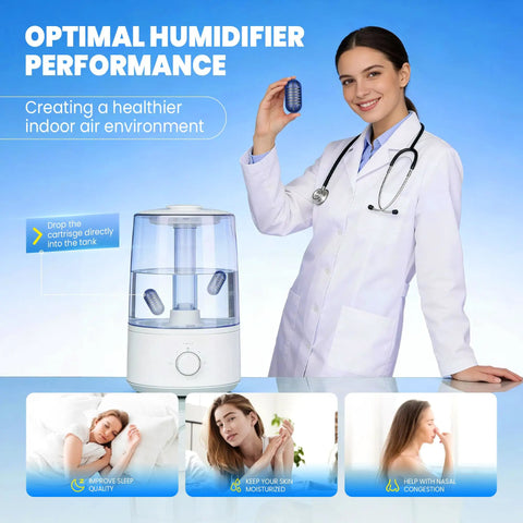 Doctor demonstrating Easy Drop In Demineralization Cartridge For Ultrasonic Humidifiers Pack Of 12 Stops Hard Water Build Up And White Dust