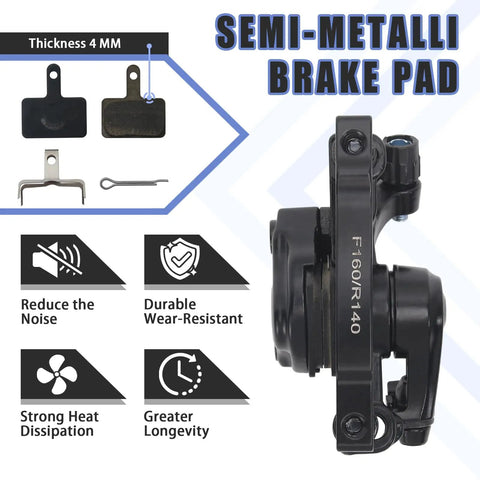 MTB Disc Brake Kit for Mountain Bikes Mechanical Caliper With Aluminum Alloy Body 160mm Stainless Rotor with brake pad features