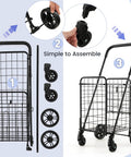 Foldable Grocery Hauling Cart With Dual Basket And 360 Degree Wheels assembly guide