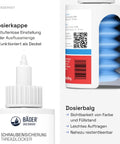 Blue thread locker metal fastening 50ml bottle with dosing cap and bellows, ideal for automotive and machinery applications.