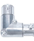 1/2 Inch Zinc Alloy 90 Degree Conduit Fitting Inside Corner Pull Elbow Electrical Metallic Tubing Coupling with screws for secure connections.