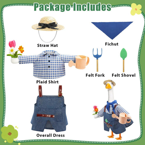 Totally Cute Porch Goose Gardener Outfit Kit For A 23 Inch Goose Statue Two Piece Goose Clothes With Hat Scarf Apron Skirt Tools
