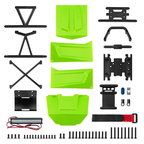 Unassembled parts of Nylon Rock Buggy Roll Cage Body Shell Kit For 1/10 RC Crawlers With DIY Unassembled Design and LED light